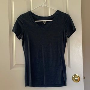 Navy v neck top